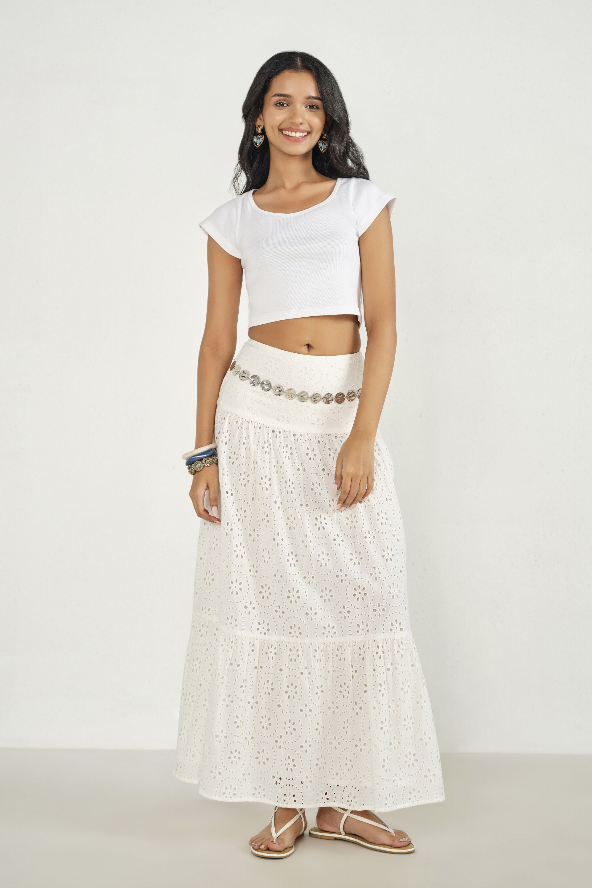 White Boat-neck Ribbed Top, White, image 4